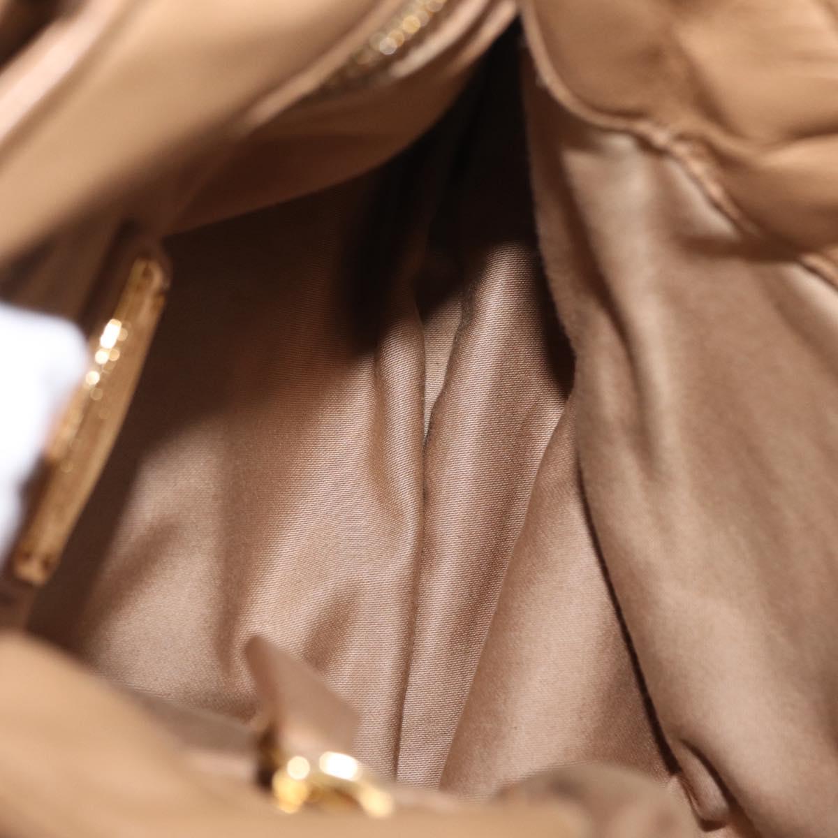 Miu Miu Shoulder Bag Leather Beige Gold Auth 206041V