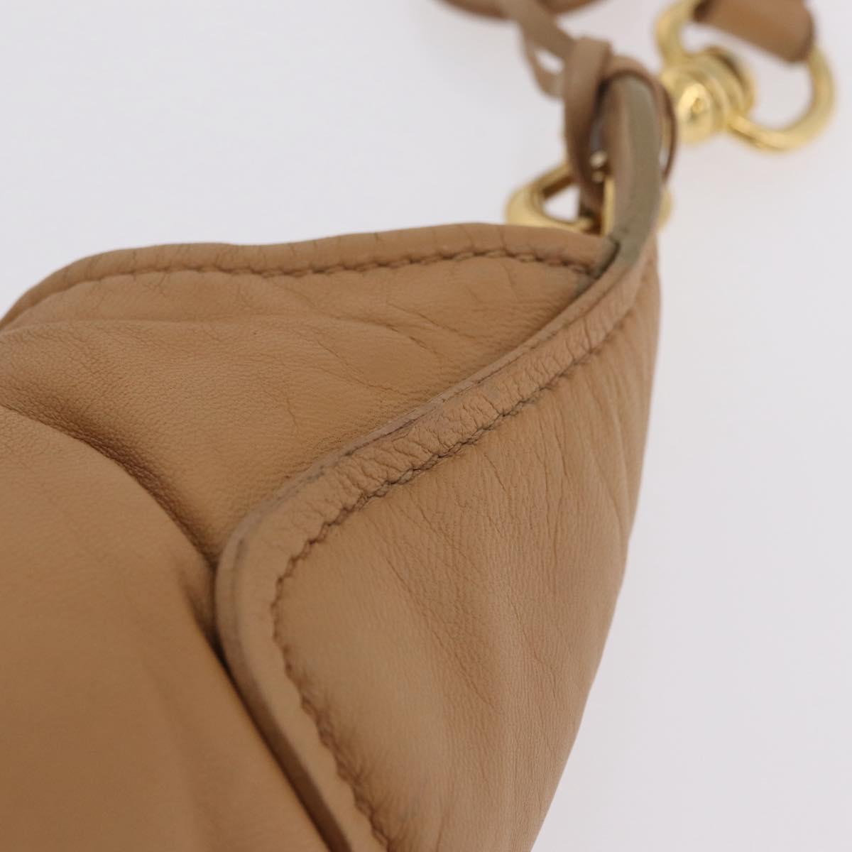 Miu Miu Shoulder Bag Leather Beige Gold Auth 206041V