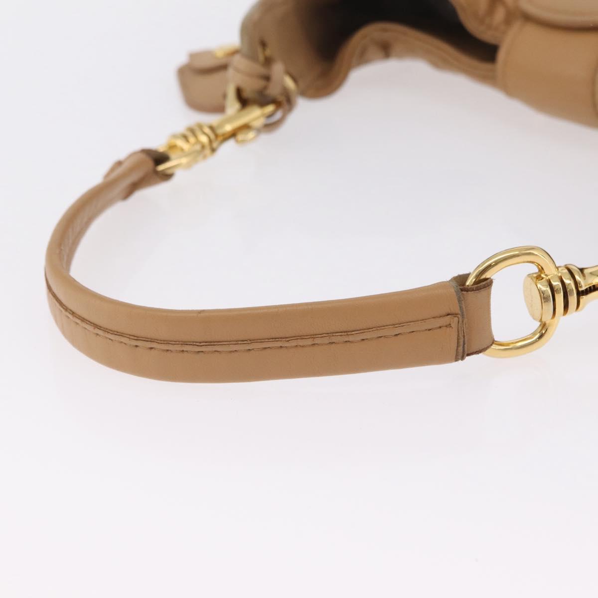 Miu Miu Shoulder Bag Leather Beige Gold Auth 206041V