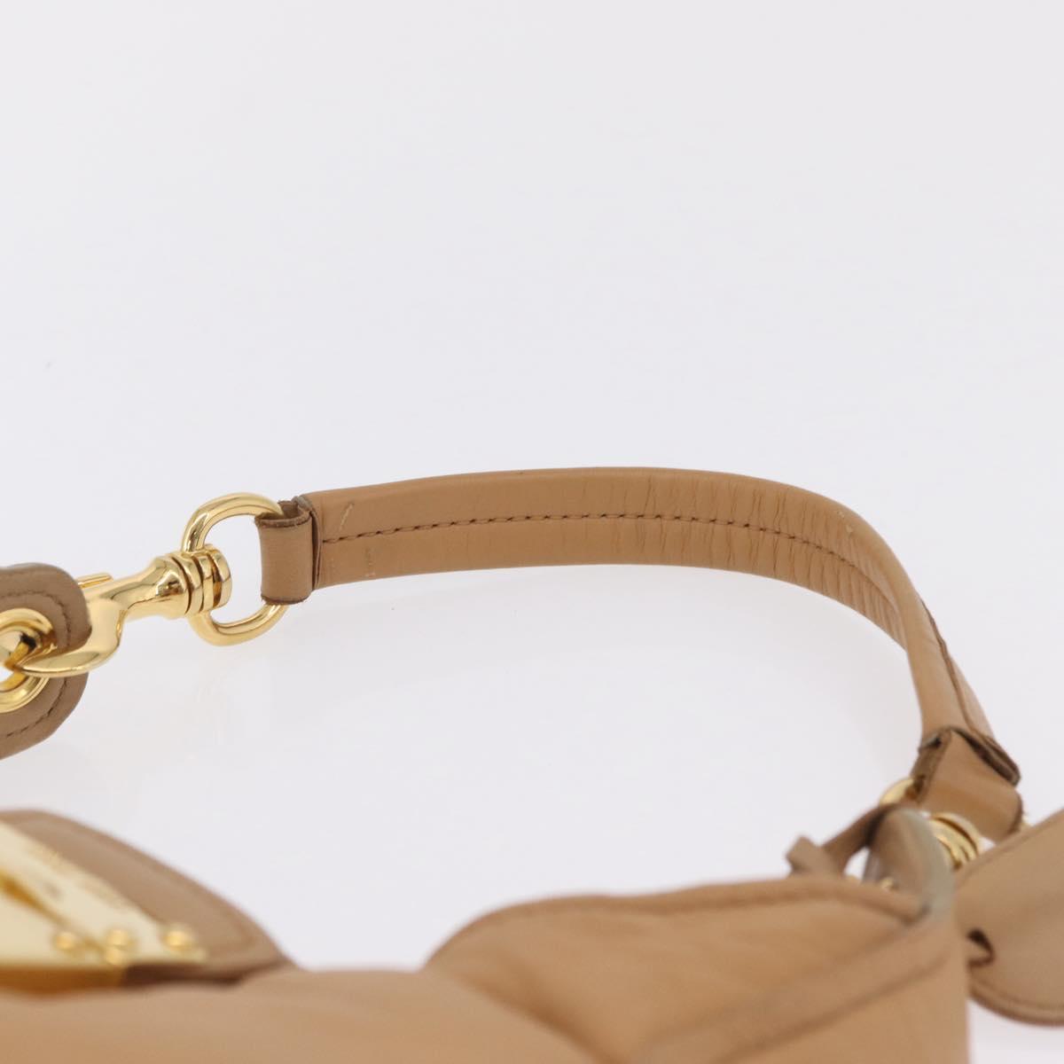 Miu Miu Shoulder Bag Leather Beige Gold Auth 206041V