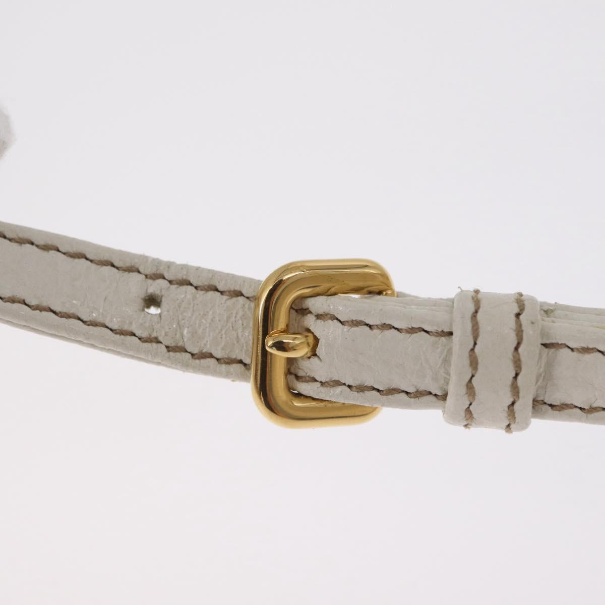 PRADA Hand Bag Leather 2way White Gold Auth 206042V