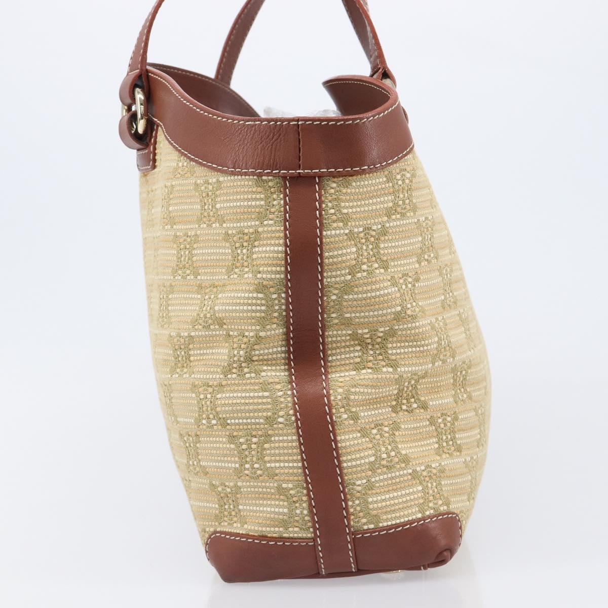 CELINE Macadam Canvas Tote Bag Beige Gold Auth 206043V