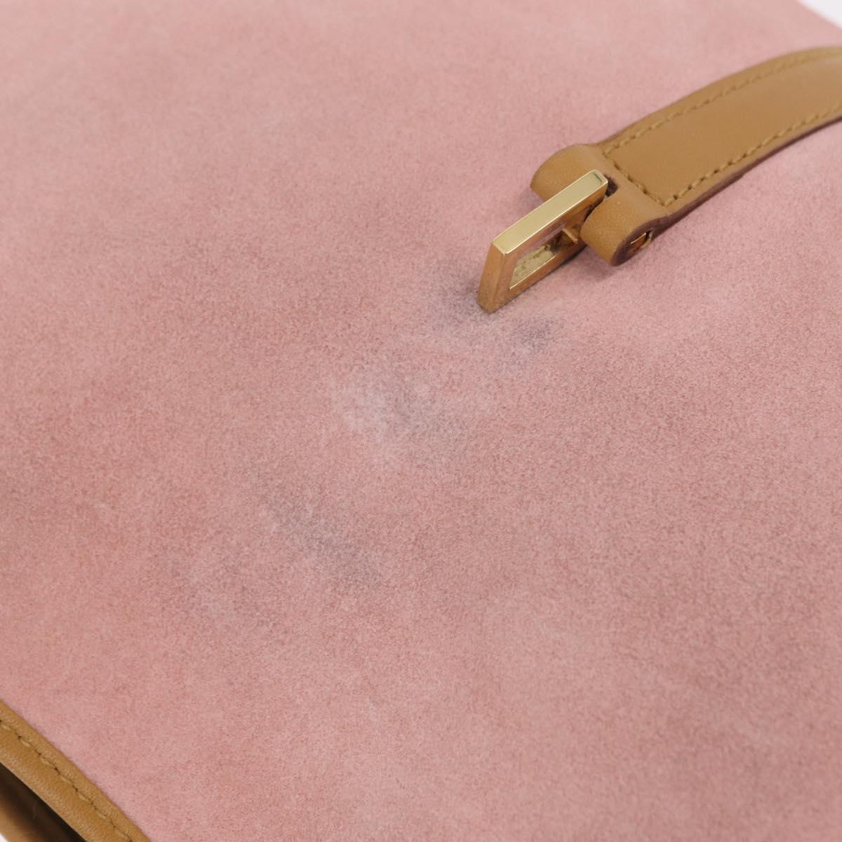GUCCI Bamboo Jackie Shoulder Bag Suede Pink Gold 001 4060 Auth 206044A