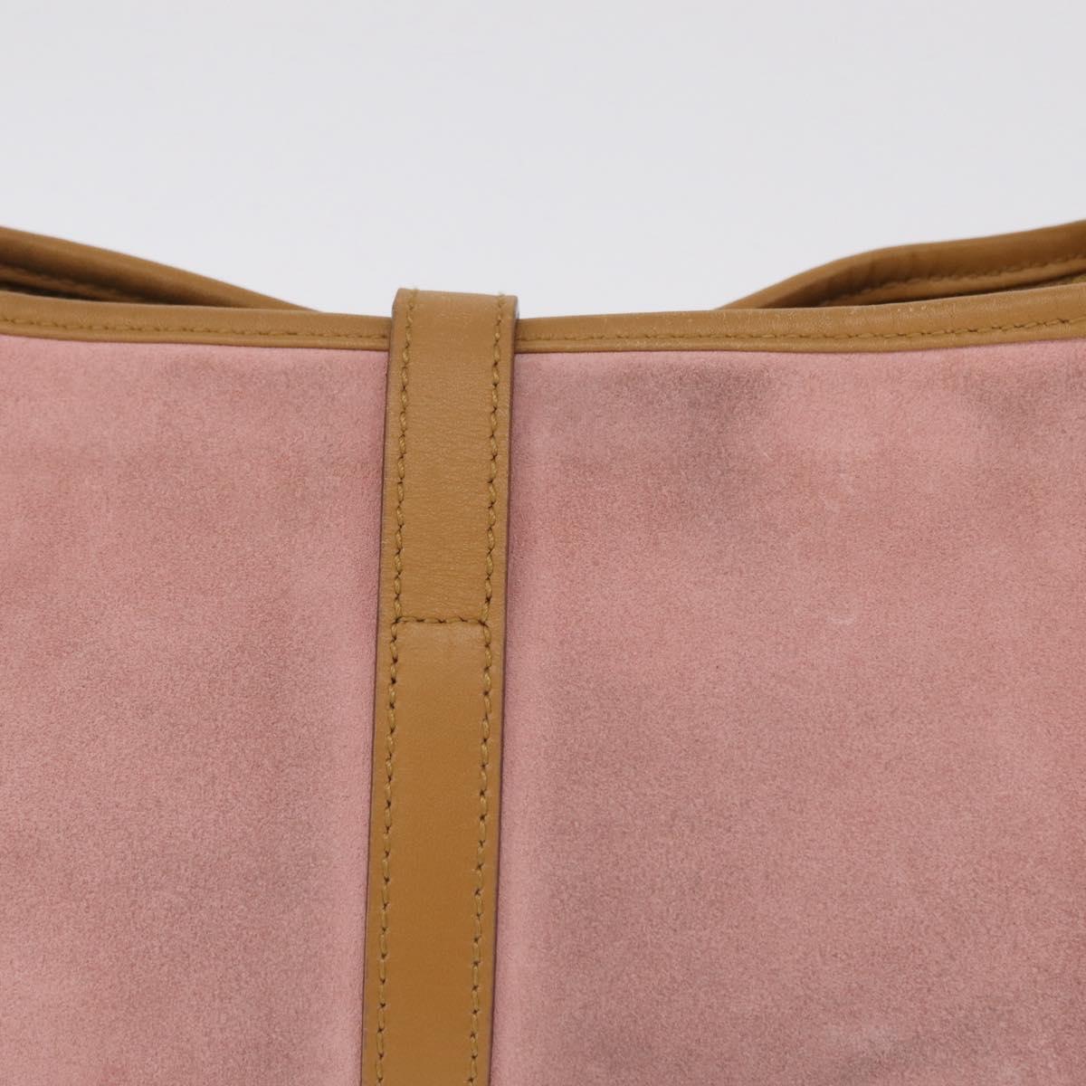 GUCCI Bamboo Jackie Shoulder Bag Suede Pink Gold 001 4060 Auth 206044A