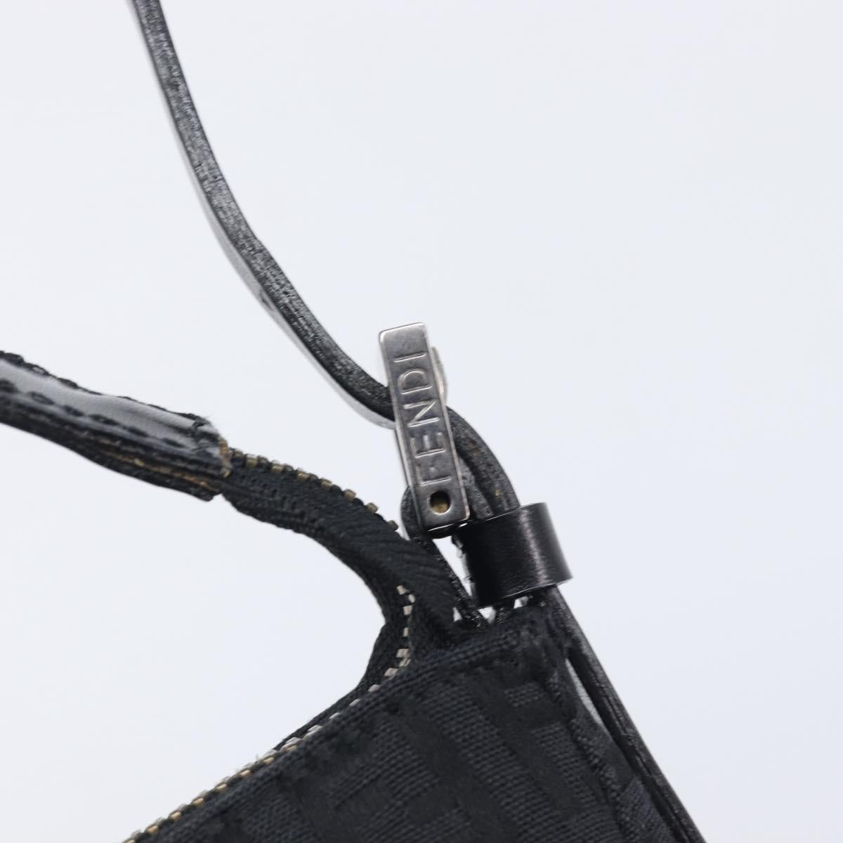 FENDI Zucchino Canvas Accessory Pouch Black Silver 8BR155 Auth 206045V