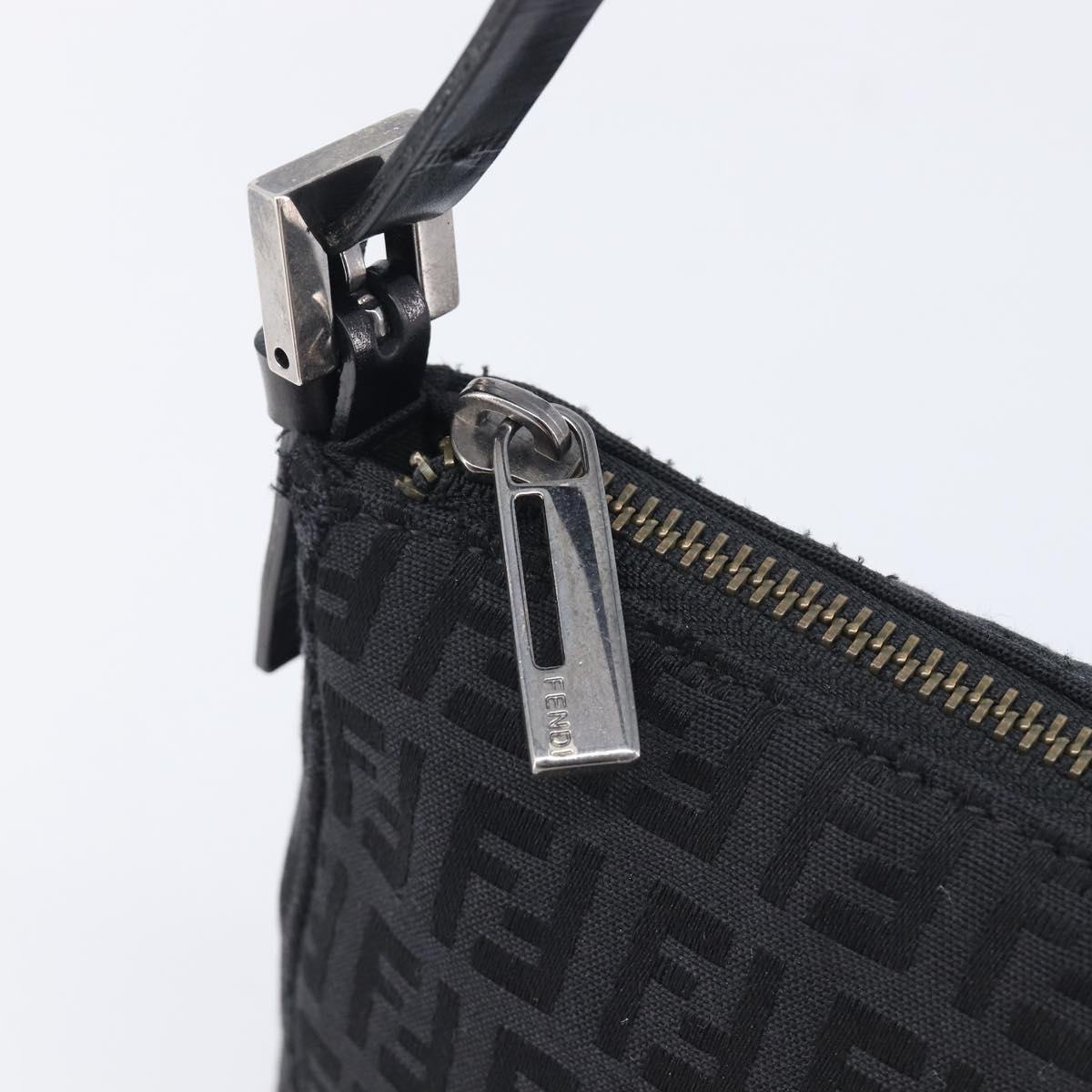 FENDI Zucchino Canvas Accessory Pouch Black Silver 8BR155 Auth 206045V