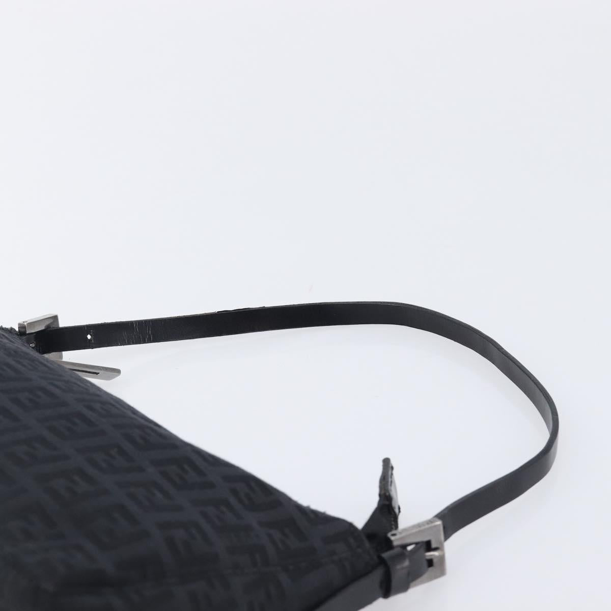 FENDI Zucchino Canvas Accessory Pouch Black Silver 8BR155 Auth 206045V