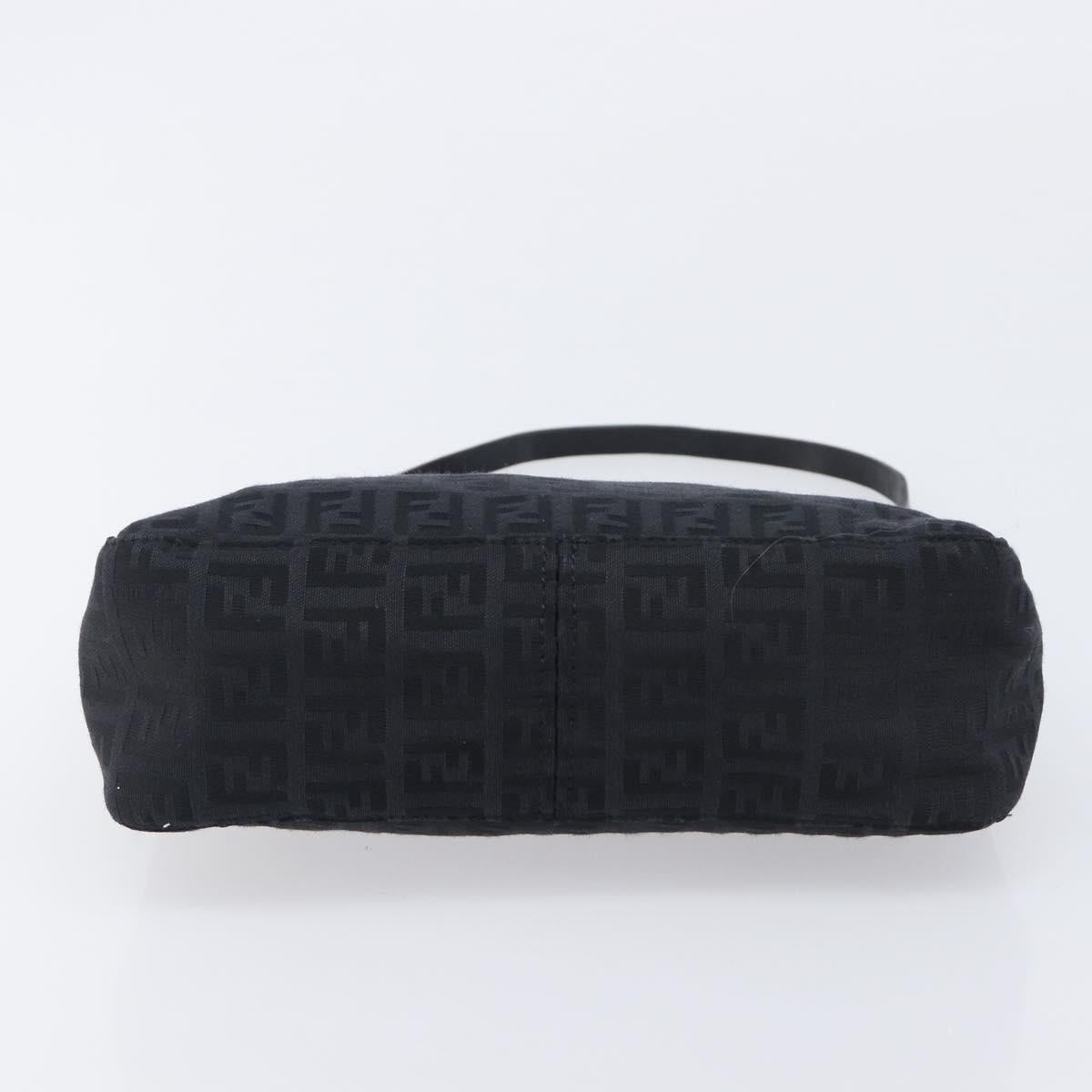 FENDI Zucchino Canvas Accessory Pouch Black Silver 8BR155 Auth 206045V