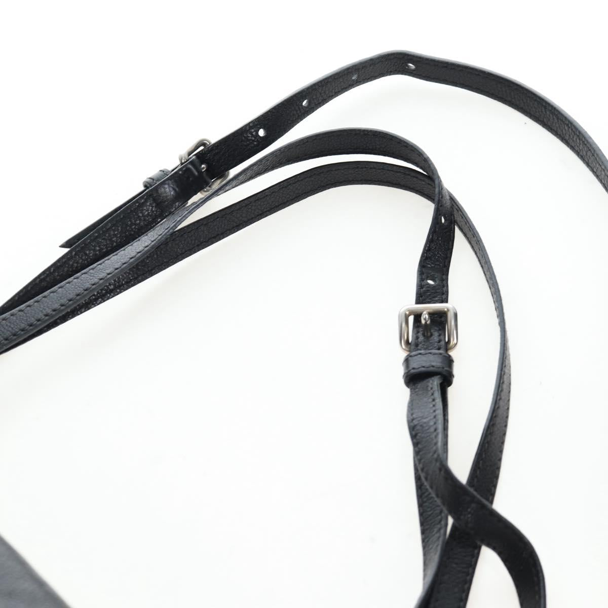 PRADA Shoulder Bag Leather 2way Black Silver Auth 206046V