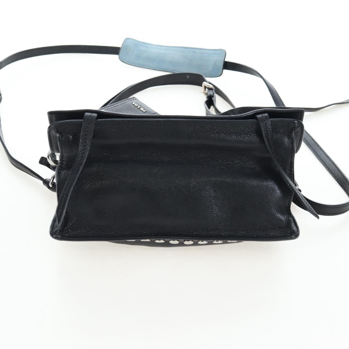 PRADA Shoulder Bag Leather 2way Black Silver Auth 206046V