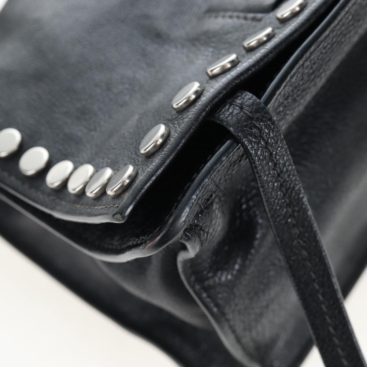 PRADA Shoulder Bag Leather 2way Black Silver Auth 206046V