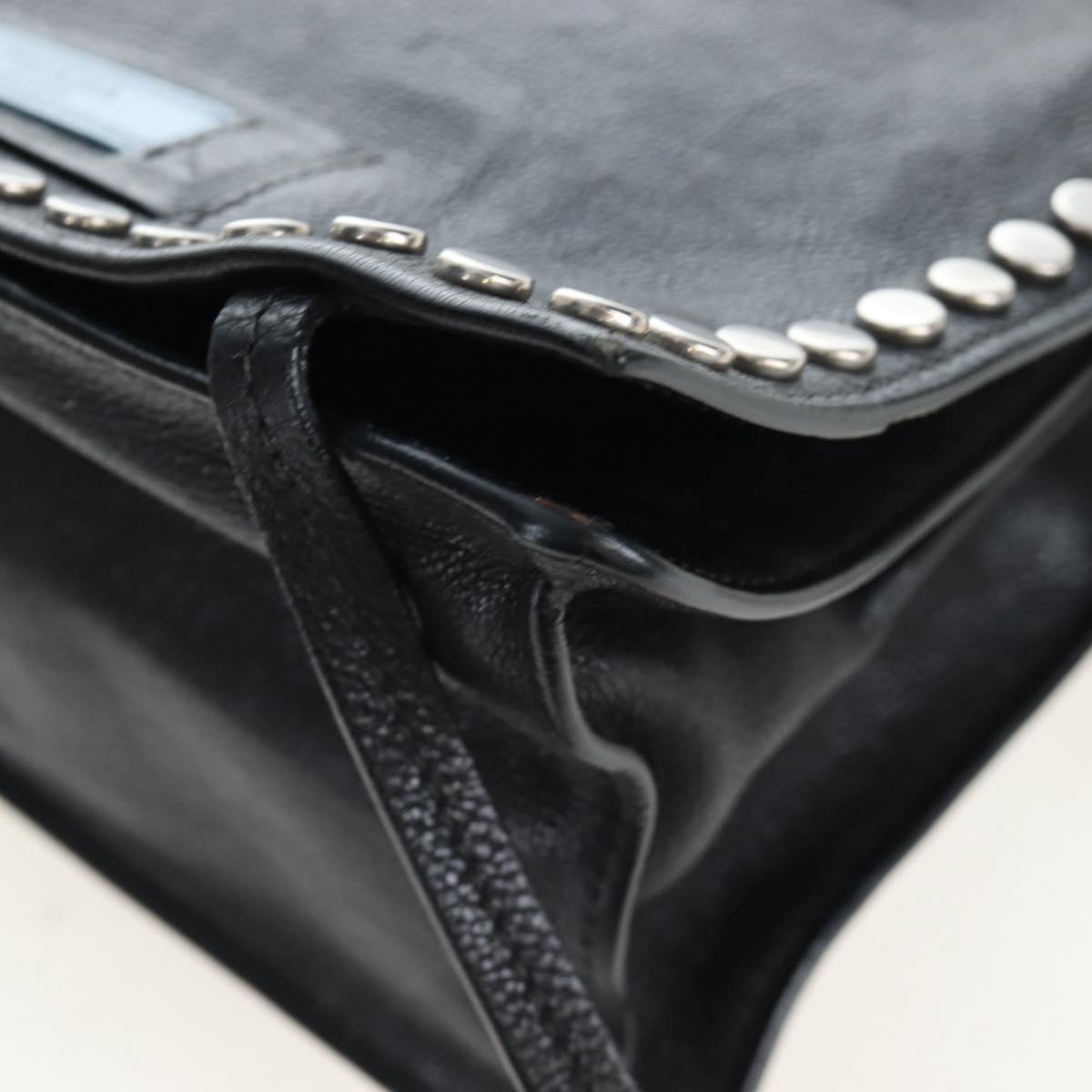 PRADA Shoulder Bag Leather 2way Black Silver Auth 206046V
