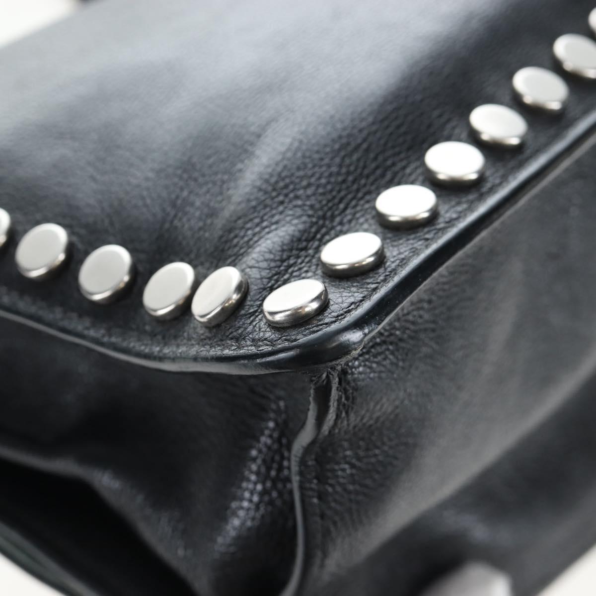 PRADA Shoulder Bag Leather 2way Black Silver Auth 206046V