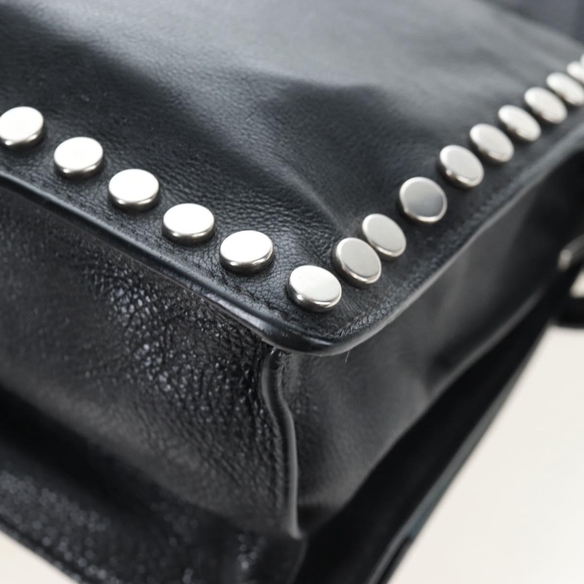 PRADA Shoulder Bag Leather 2way Black Silver Auth 206046V