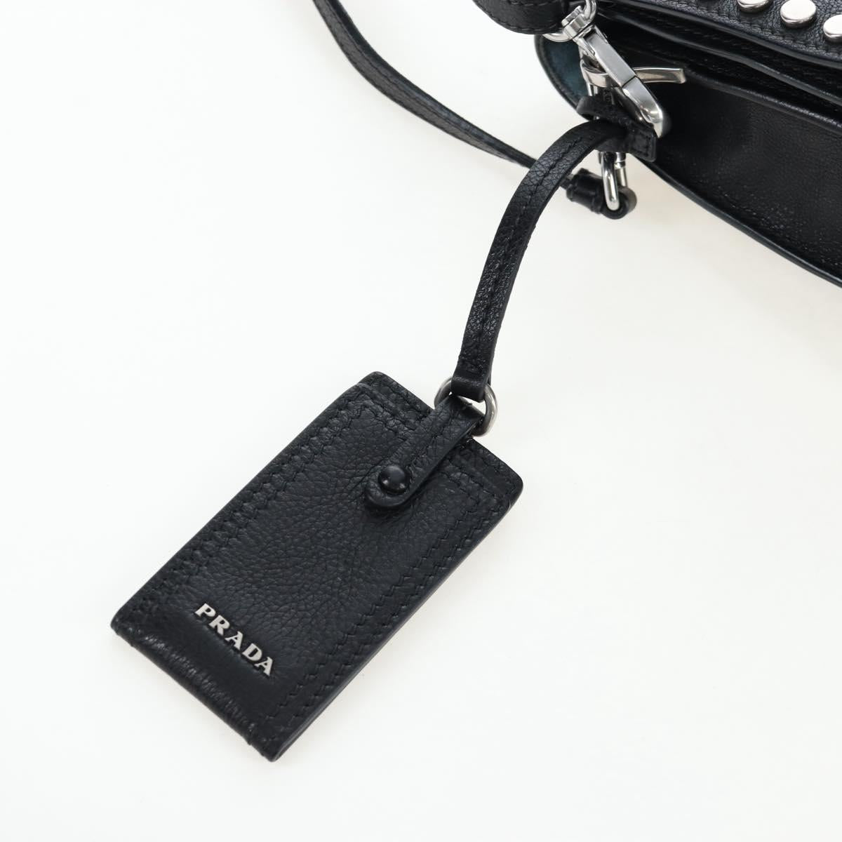 PRADA Shoulder Bag Leather 2way Black Silver Auth 206046V
