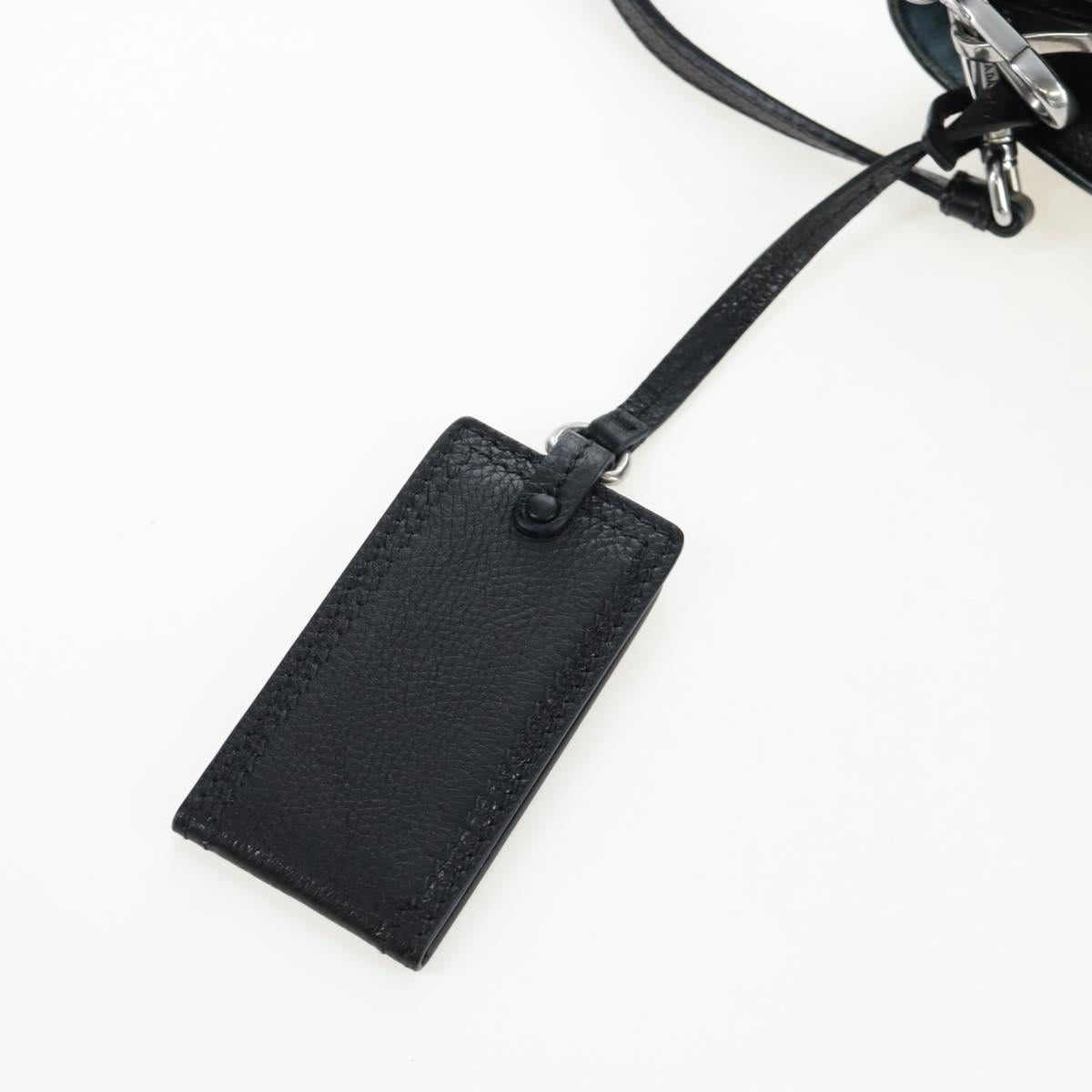 PRADA Shoulder Bag Leather 2way Black Silver Auth 206046V