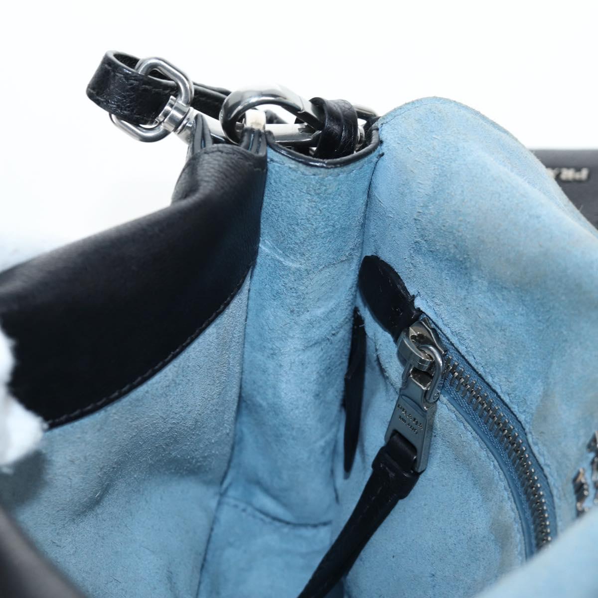 PRADA Shoulder Bag Leather 2way Black Silver Auth 206046V