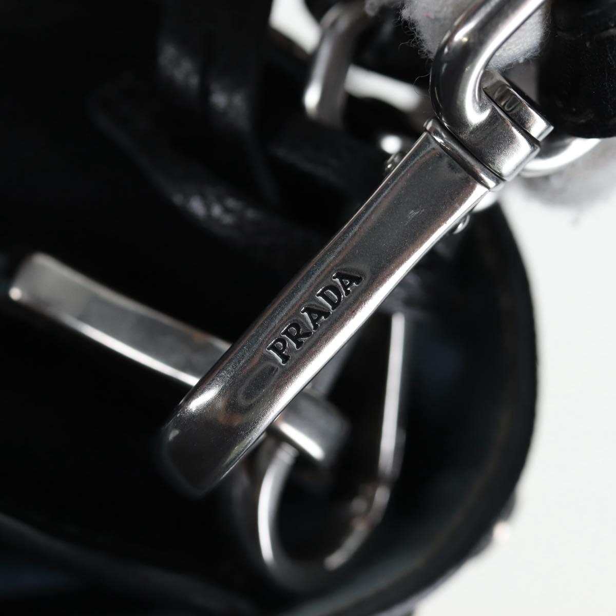PRADA Shoulder Bag Leather 2way Black Silver Auth 206046V
