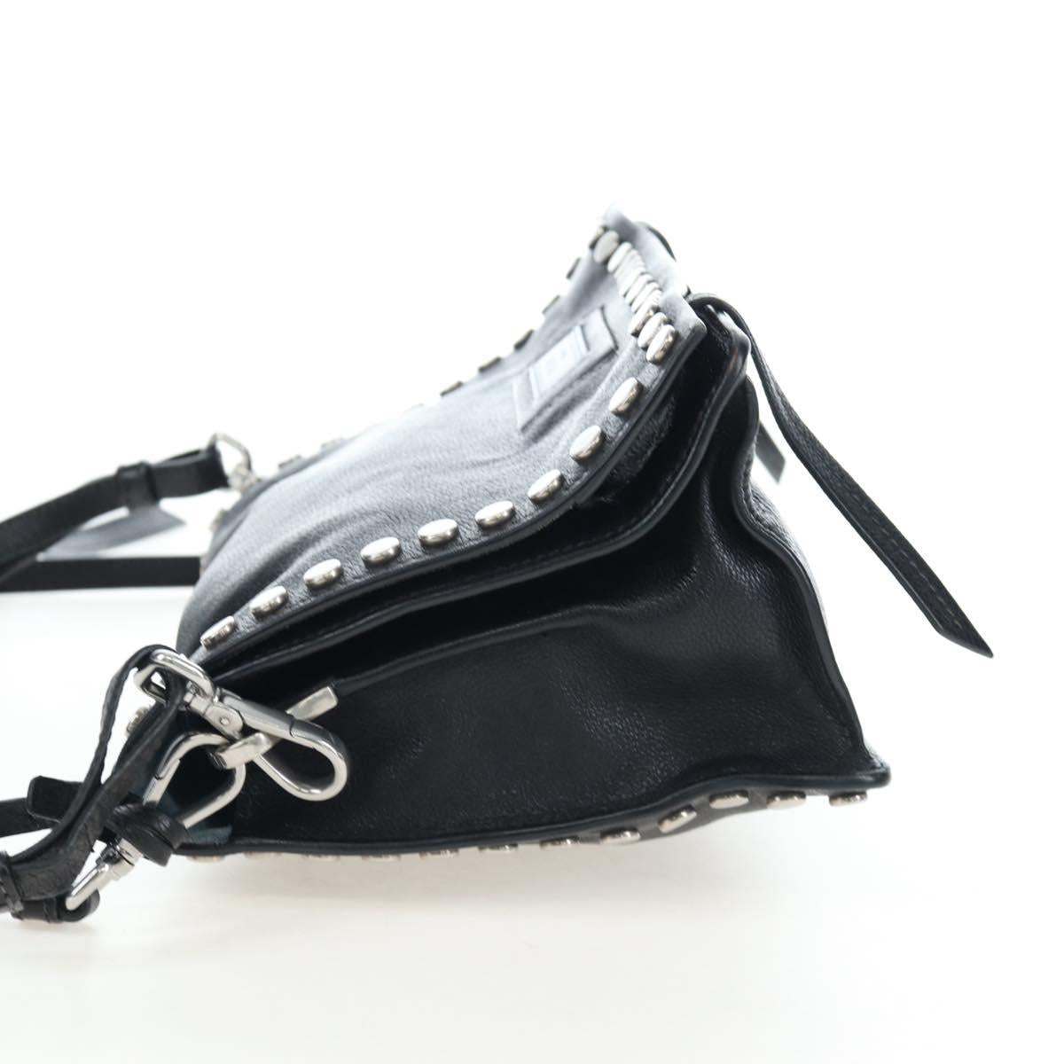 PRADA Shoulder Bag Leather 2way Black Silver Auth 206046V