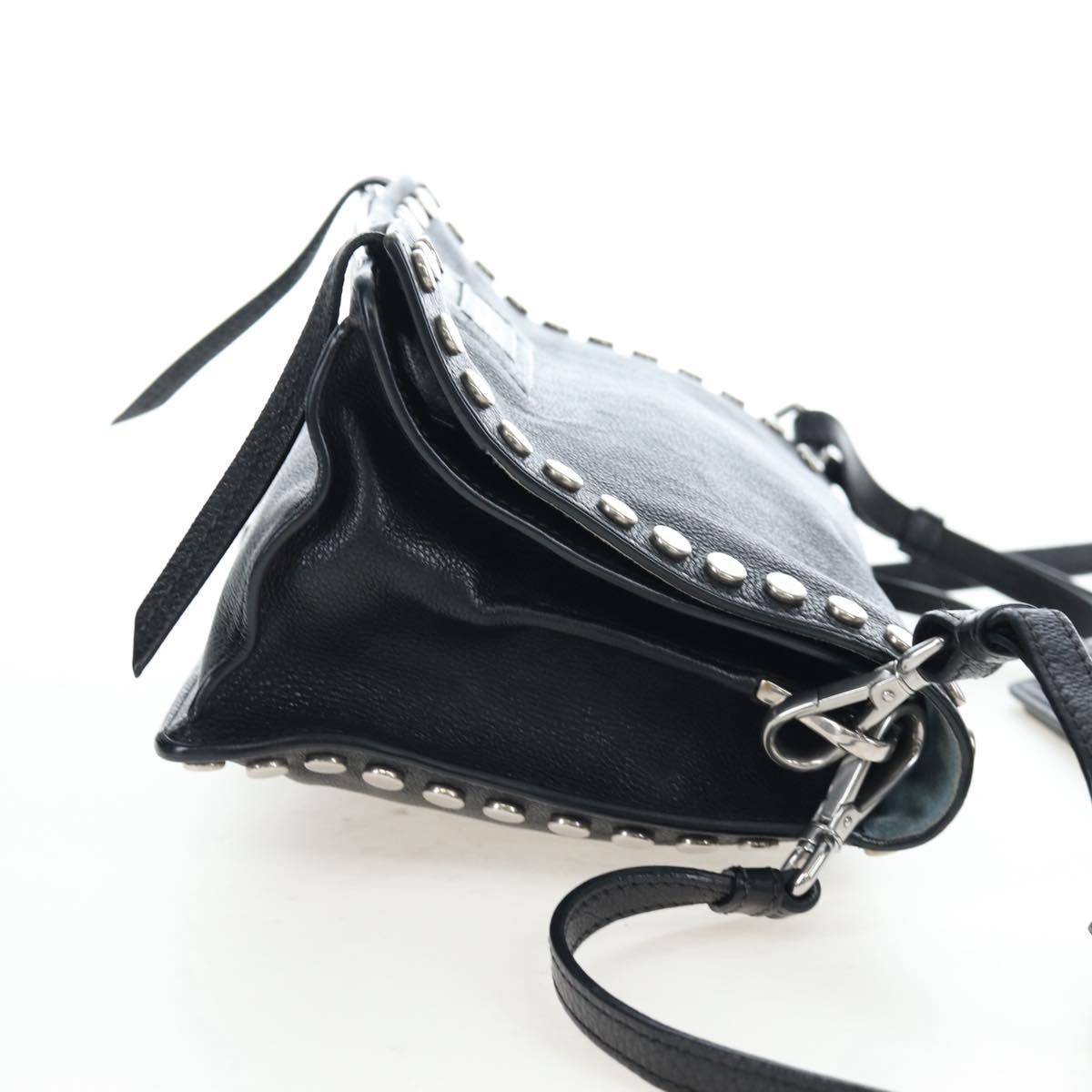 PRADA Shoulder Bag Leather 2way Black Silver Auth 206046V