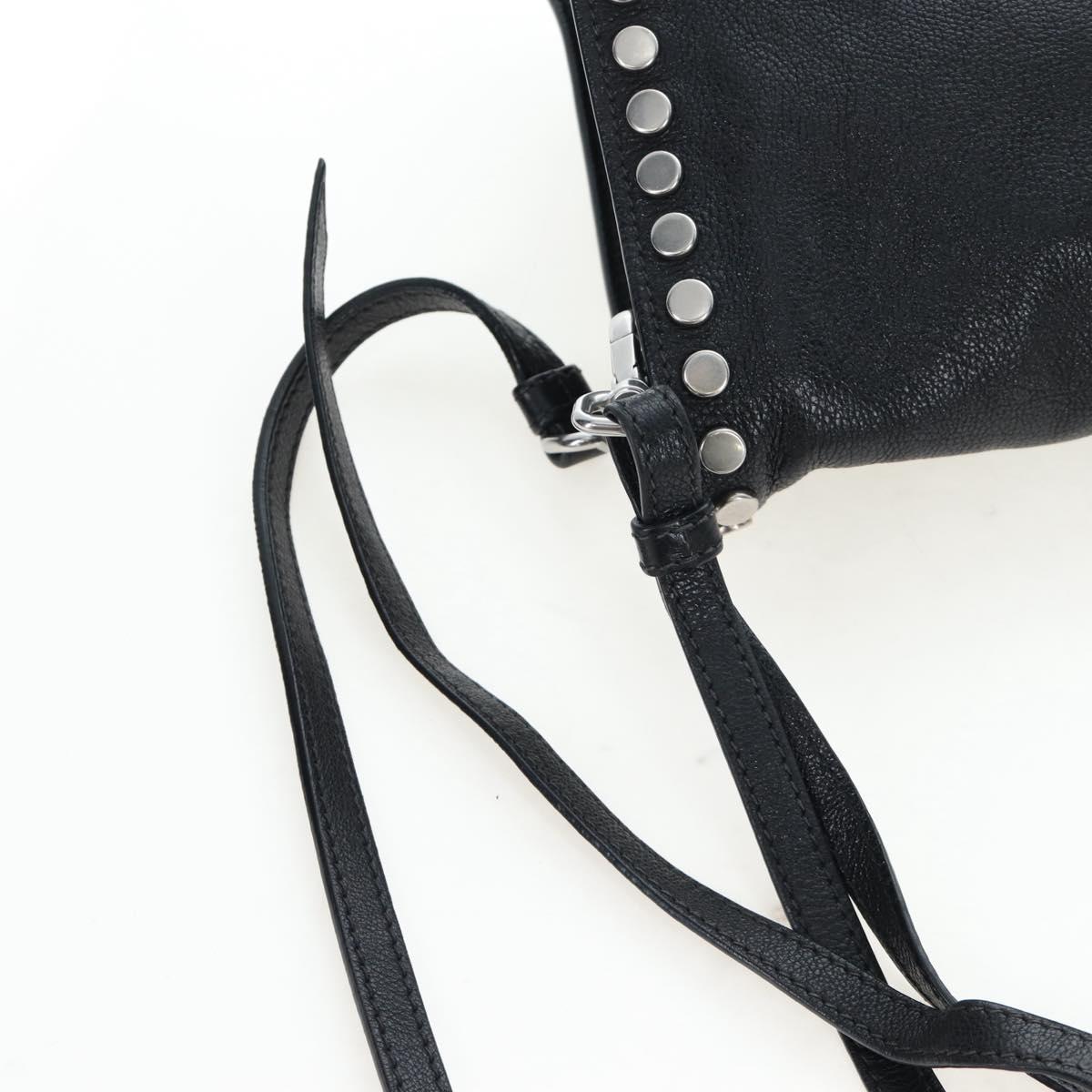PRADA Shoulder Bag Leather 2way Black Silver Auth 206046V