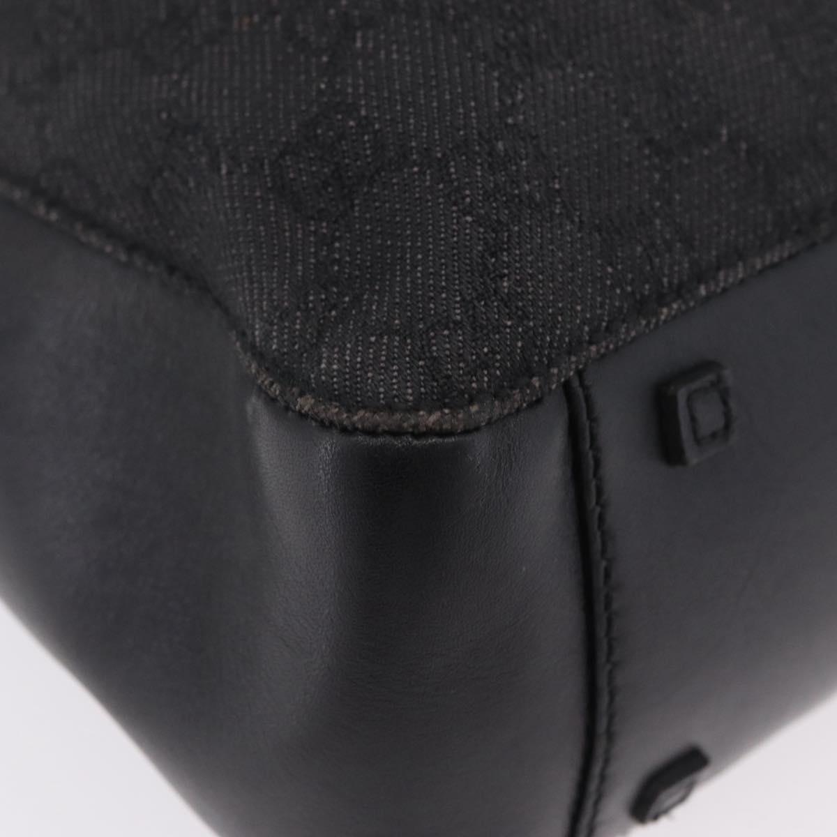 GUCCI GG Canvas Tote Bag Black Silver 101919 Auth 206047