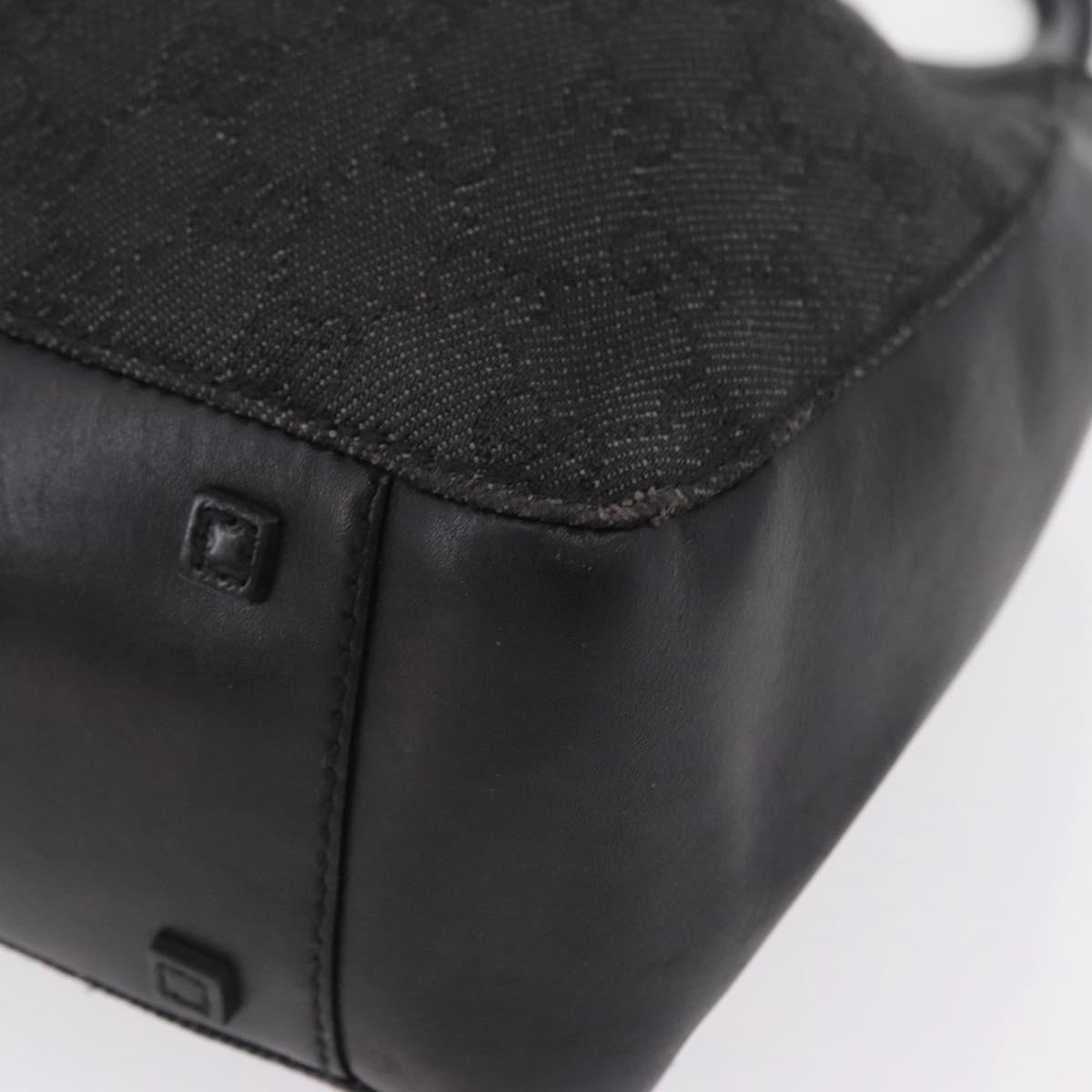 GUCCI GG Canvas Tote Bag Black Silver 101919 Auth 206047