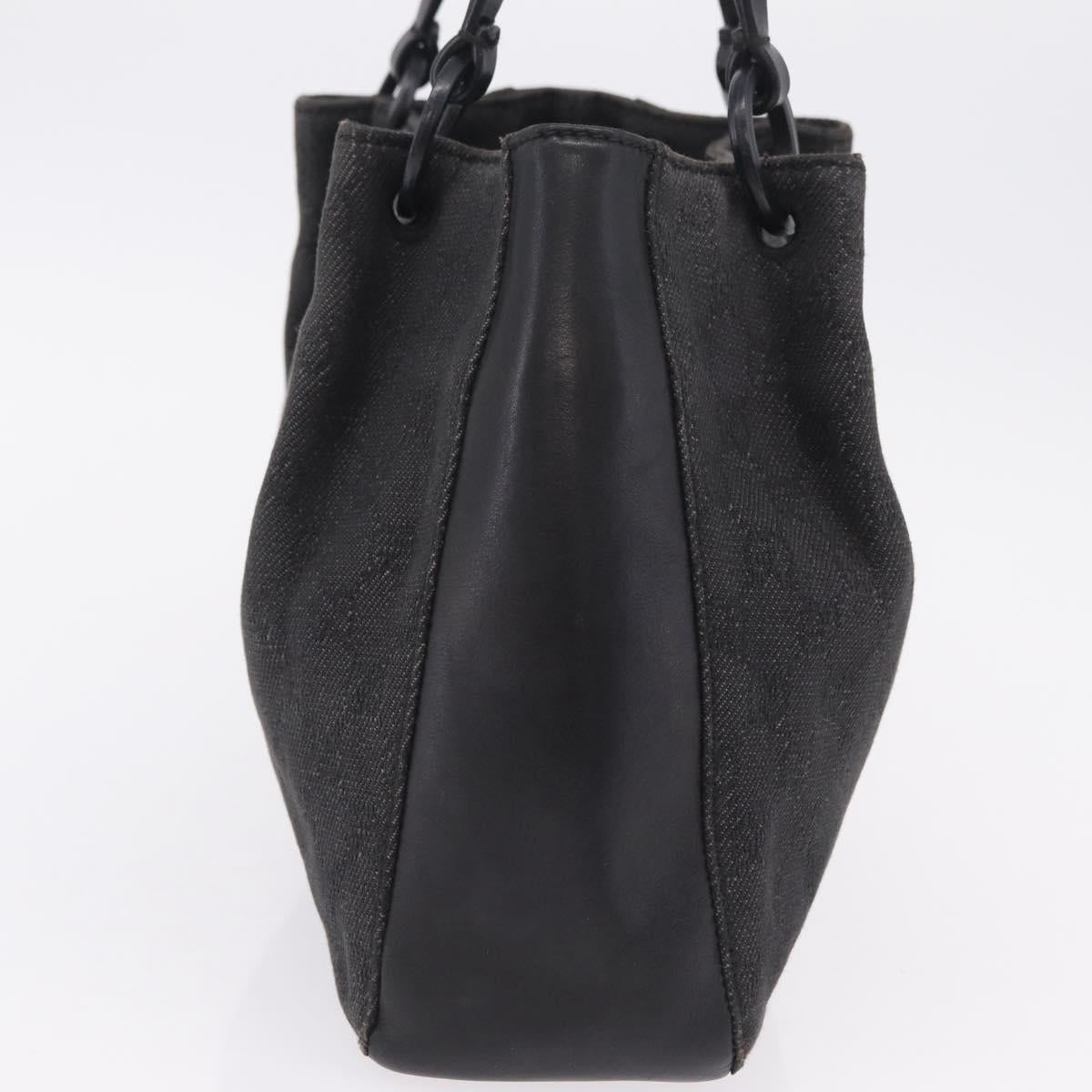 GUCCI GG Canvas Tote Bag Black Silver 101919 Auth 206047