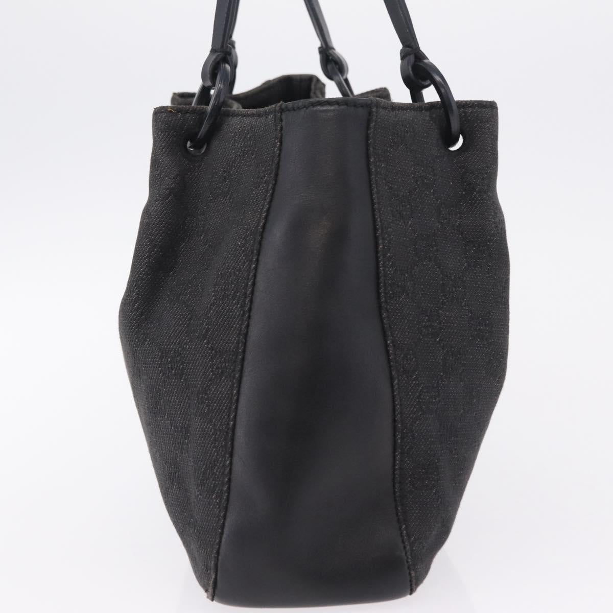 GUCCI GG Canvas Tote Bag Black Silver 101919 Auth 206047