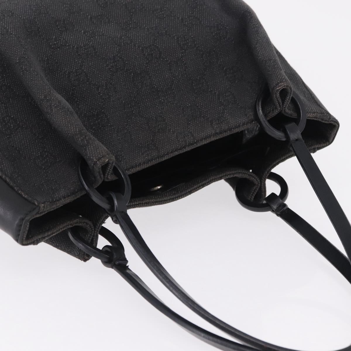 GUCCI GG Canvas Tote Bag Black Silver 101919 Auth 206047