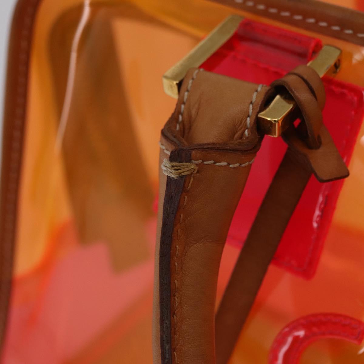 LOEWE Anagram Americana 28 Hand Bag Vinyl Orange Gold Auth 206052V