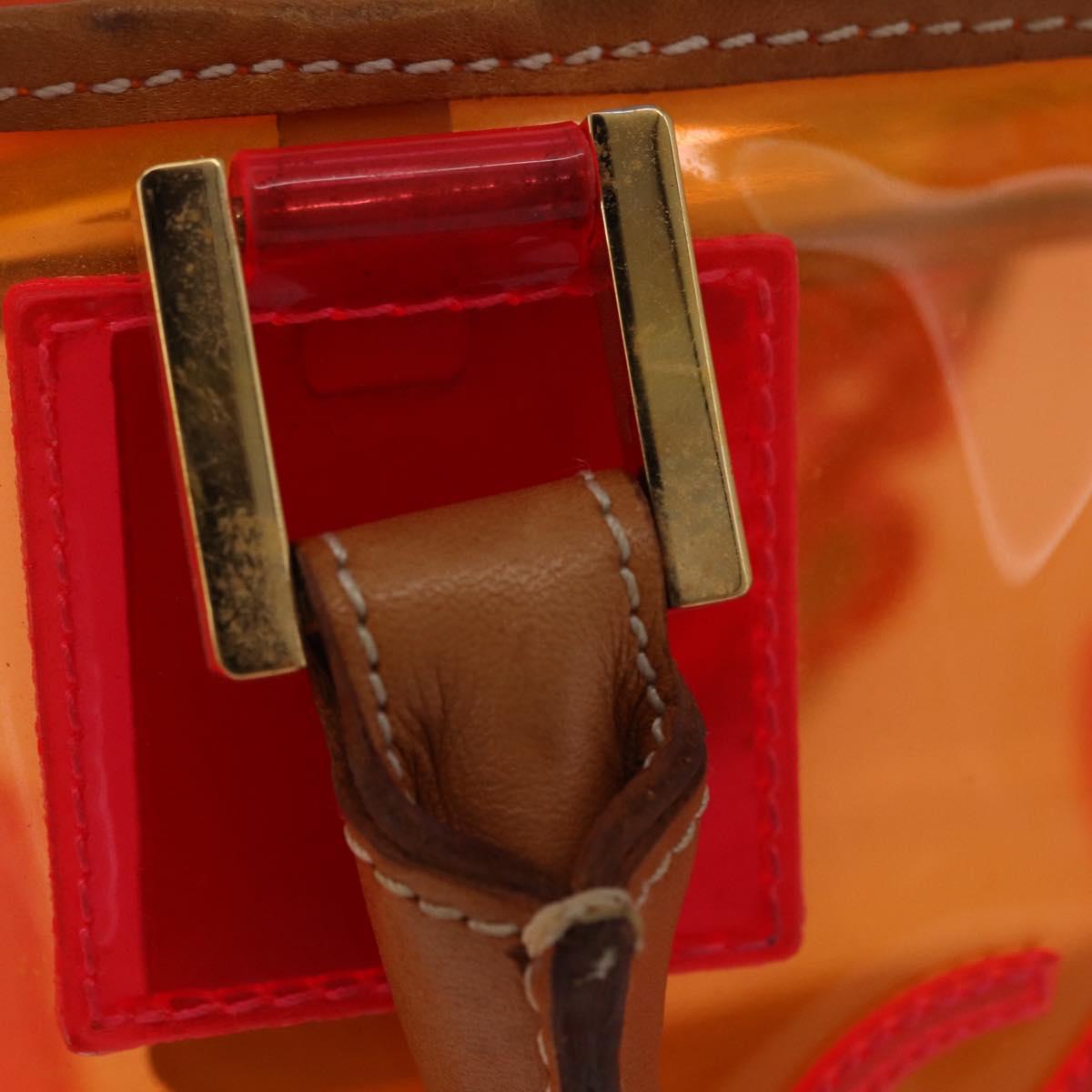 LOEWE Anagram Americana 28 Hand Bag Vinyl Orange Gold Auth 206052V