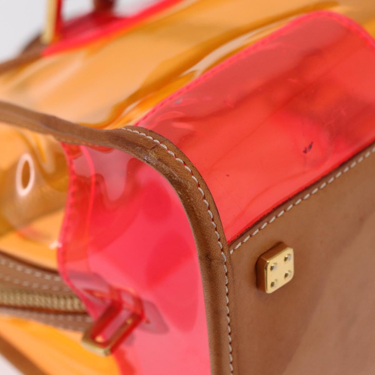 LOEWE Anagram Americana 28 Hand Bag Vinyl Orange Gold Auth 206052V