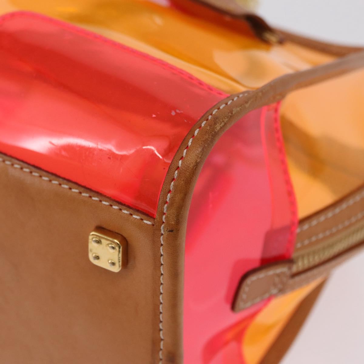 LOEWE Anagram Americana 28 Hand Bag Vinyl Orange Gold Auth 206052V