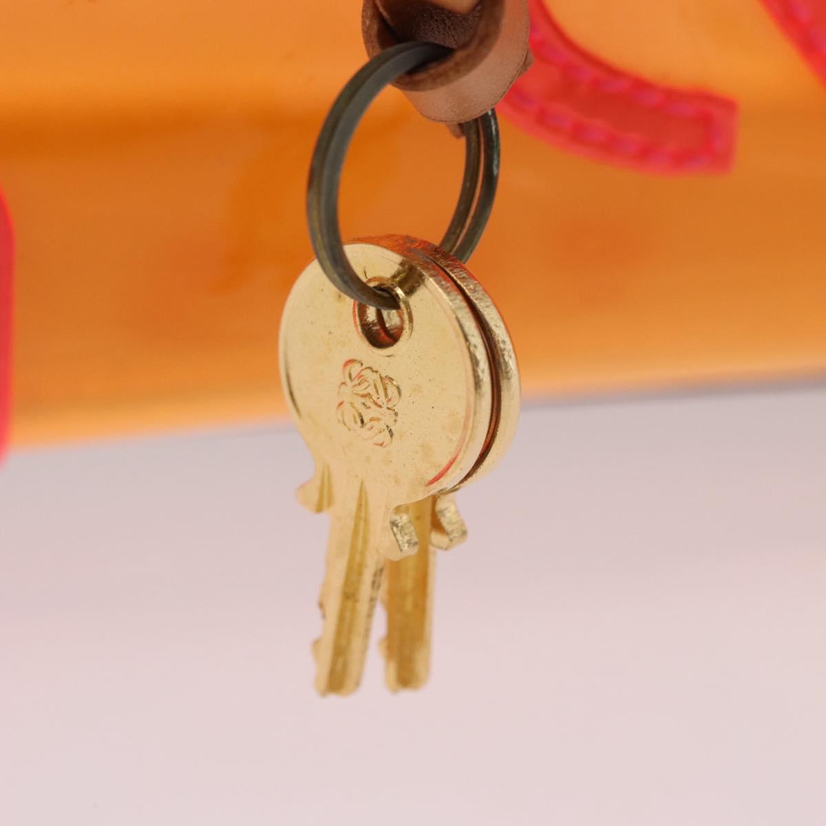 LOEWE Anagram Americana 28 Hand Bag Vinyl Orange Gold Auth 206052V