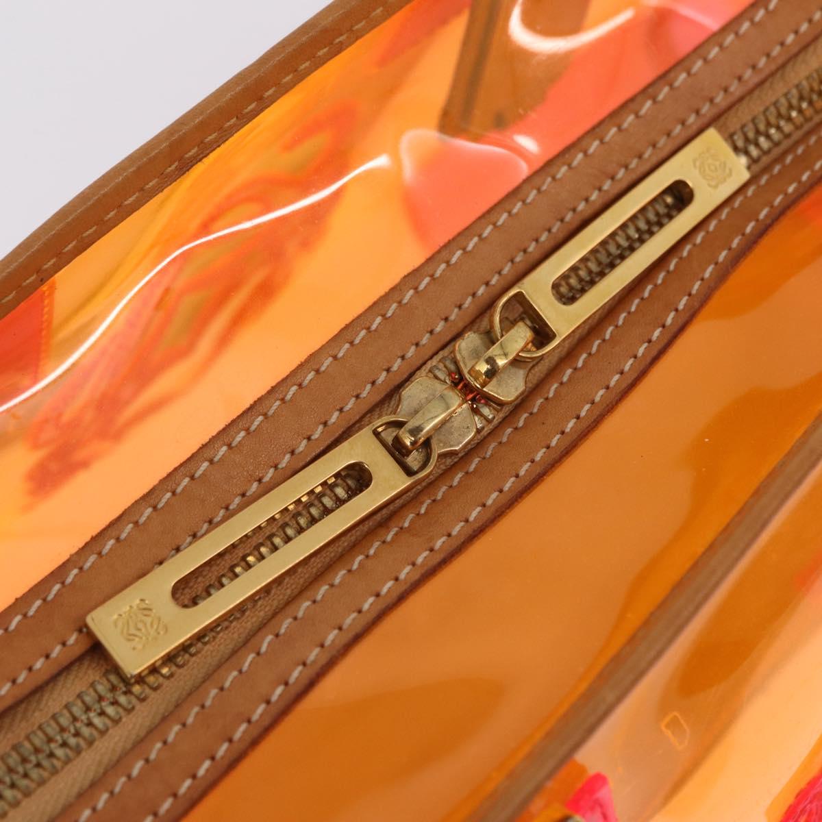 LOEWE Anagram Americana 28 Hand Bag Vinyl Orange Gold Auth 206052V