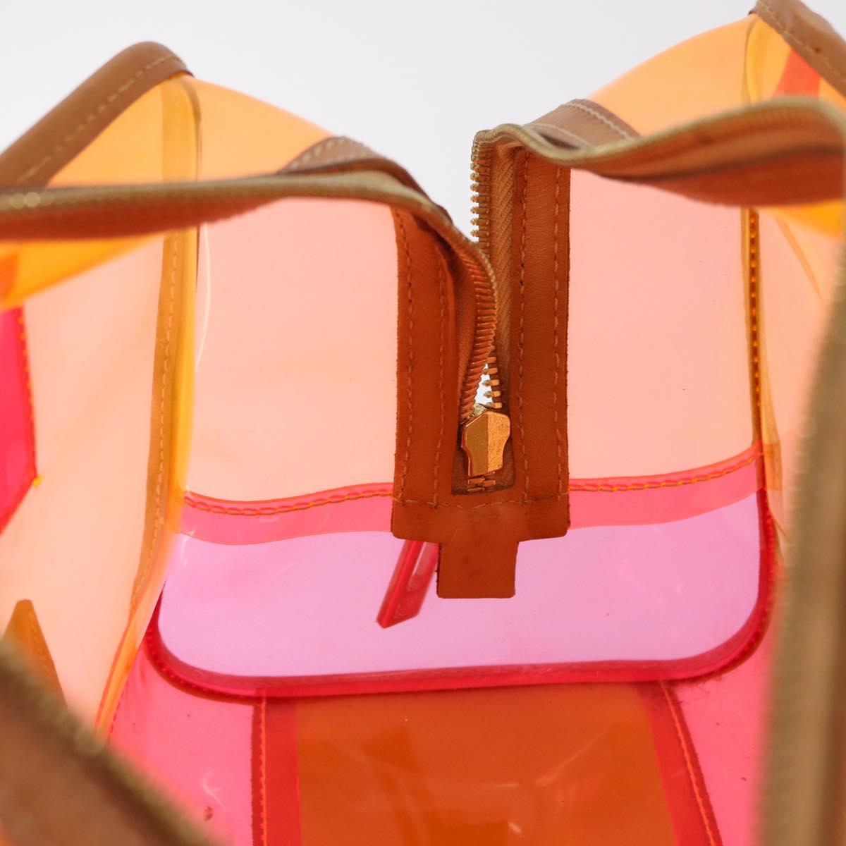 LOEWE Anagram Americana 28 Hand Bag Vinyl Orange Gold Auth 206052V