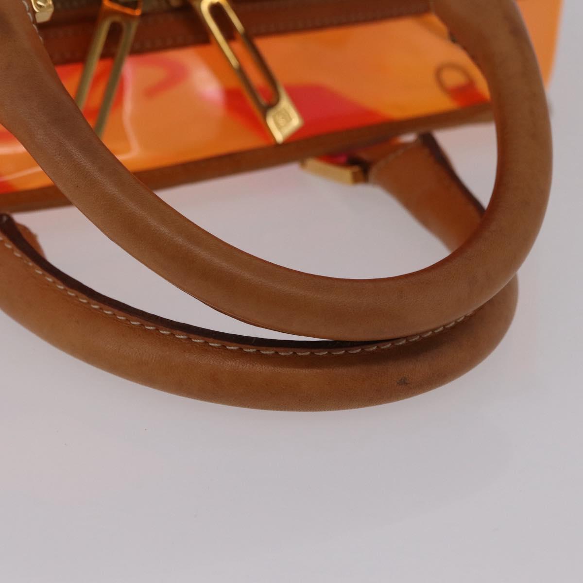 LOEWE Anagram Americana 28 Hand Bag Vinyl Orange Gold Auth 206052V