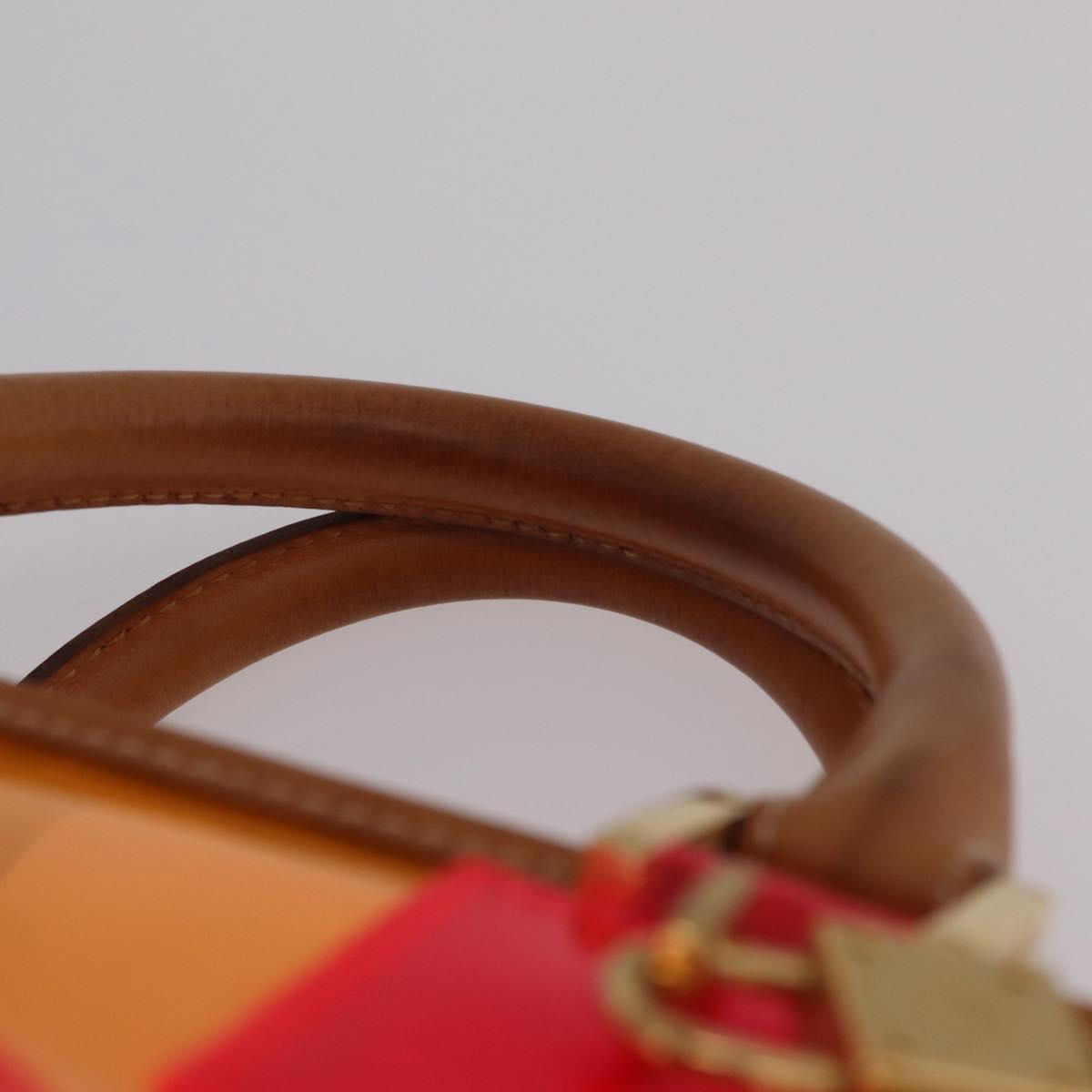 LOEWE Anagram Americana 28 Hand Bag Vinyl Orange Gold Auth 206052V