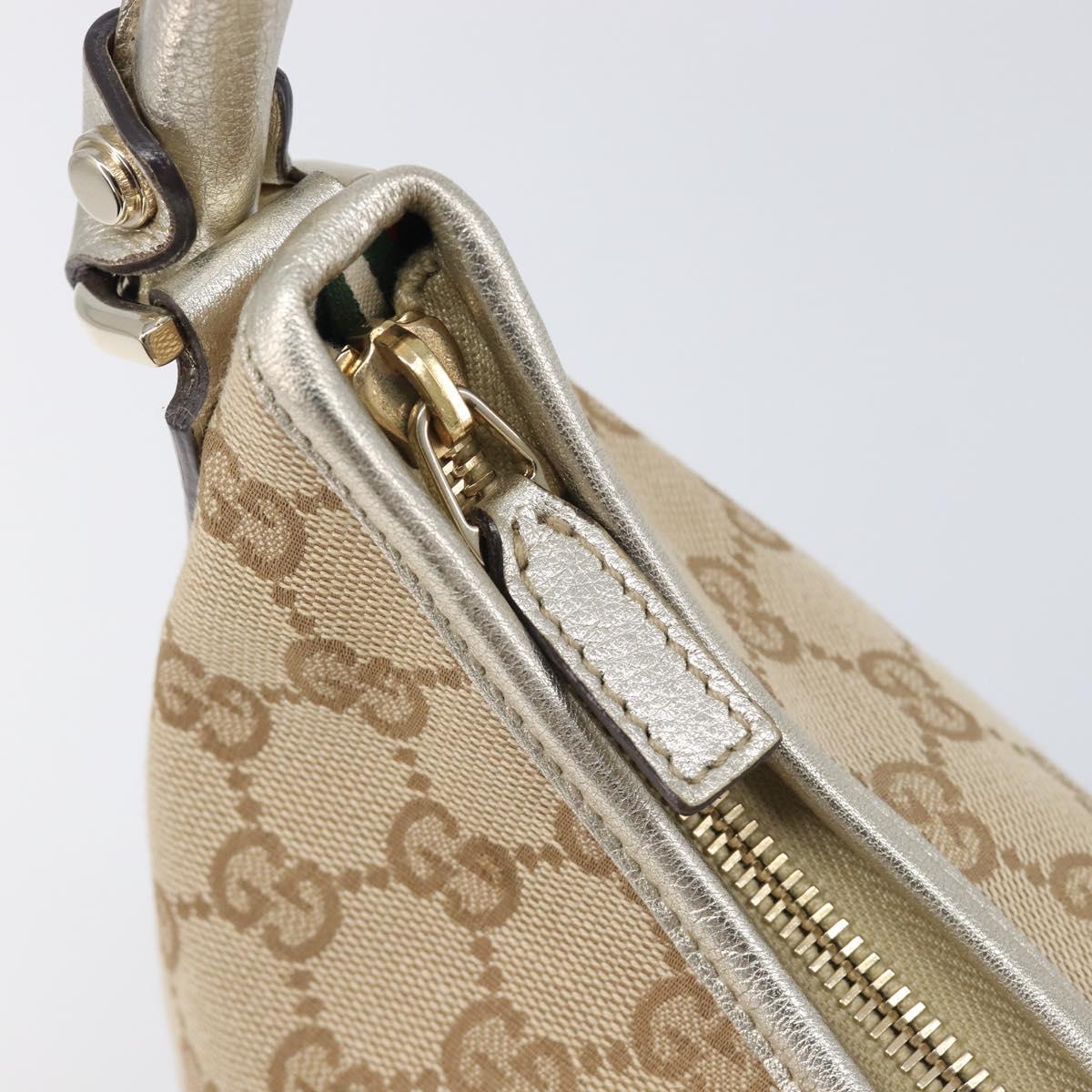 GUCCI GG Canvas Shoulder Bag Beige Gold 130738 Auth 206053V