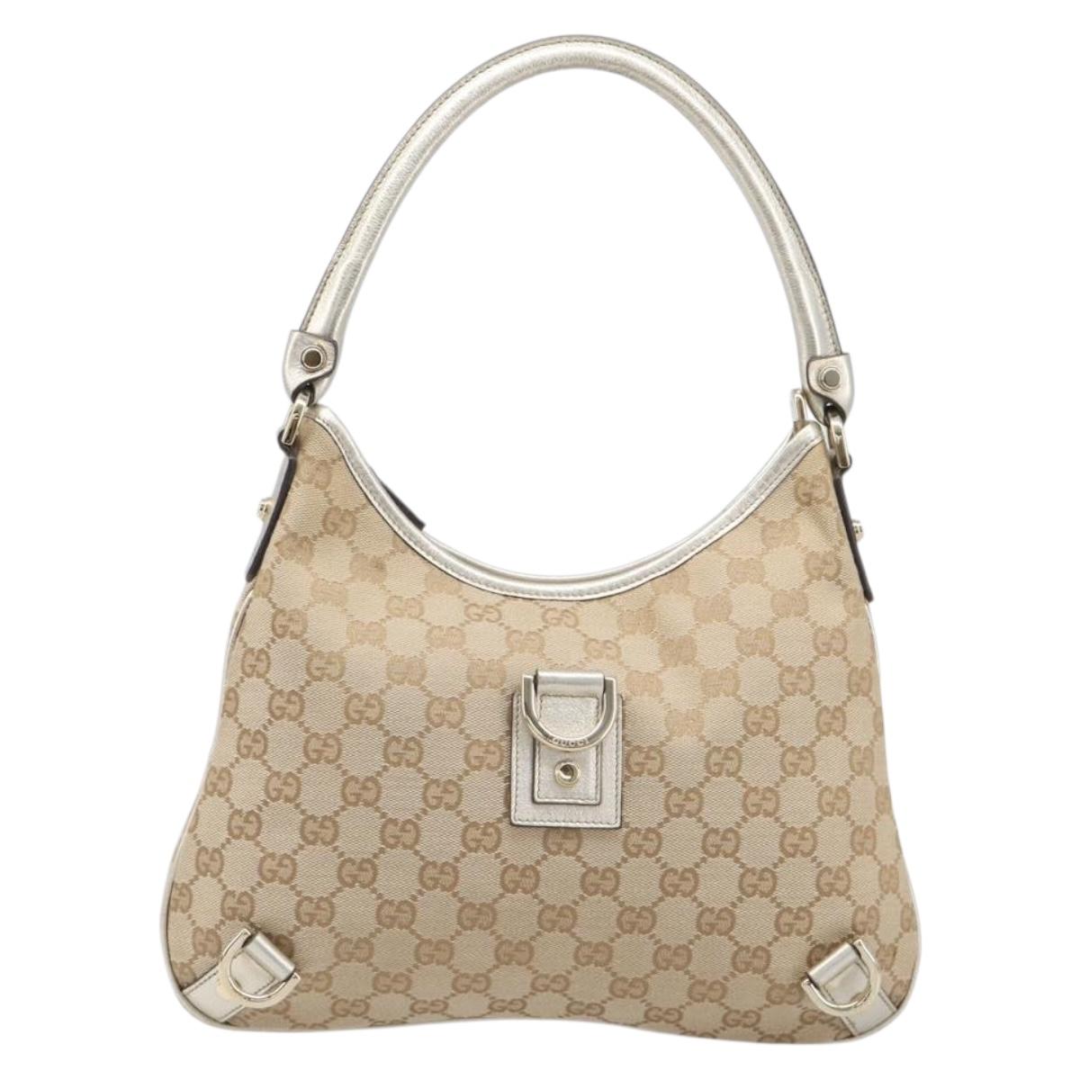 GUCCI GG Canvas Shoulder Bag Beige Gold 130738 Auth 206053V