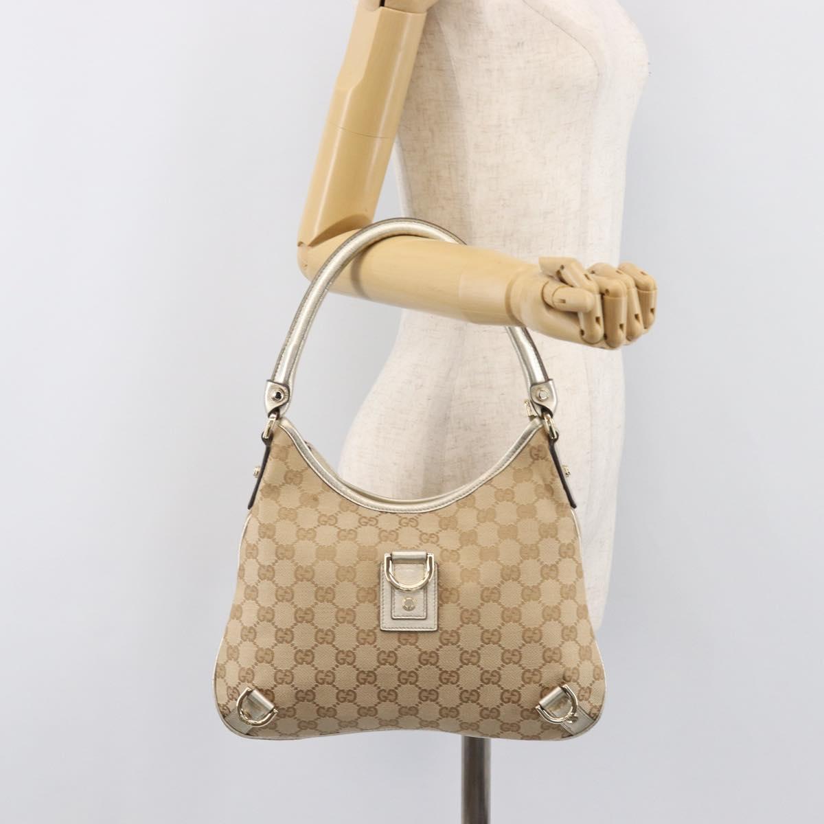 GUCCI GG Canvas Shoulder Bag Beige Gold 130738 Auth 206053V