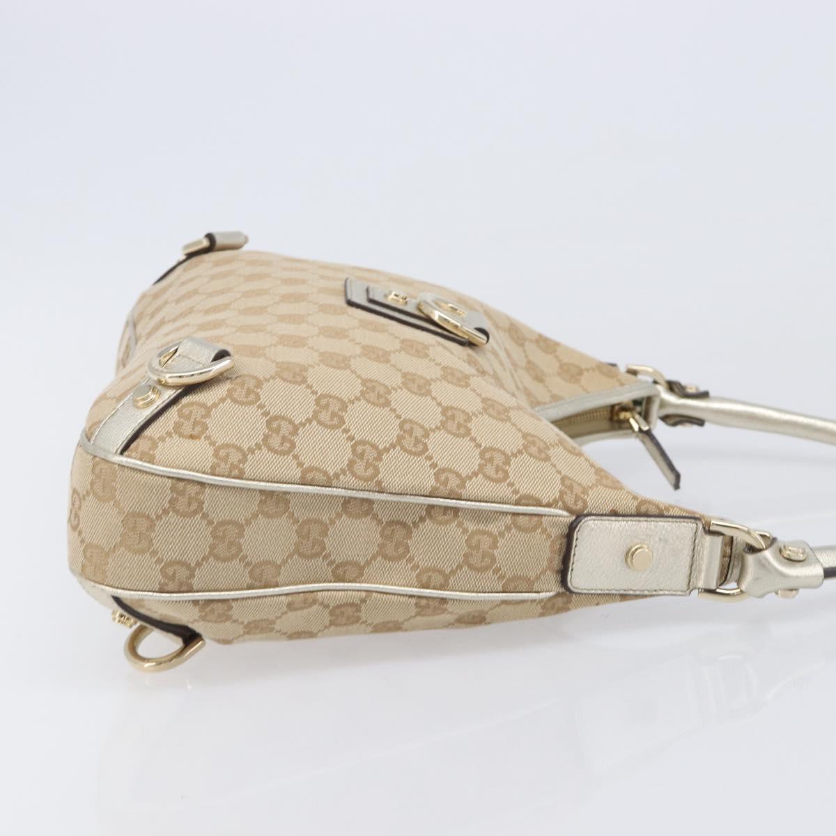 GUCCI GG Canvas Shoulder Bag Beige Gold 130738 Auth 206053V