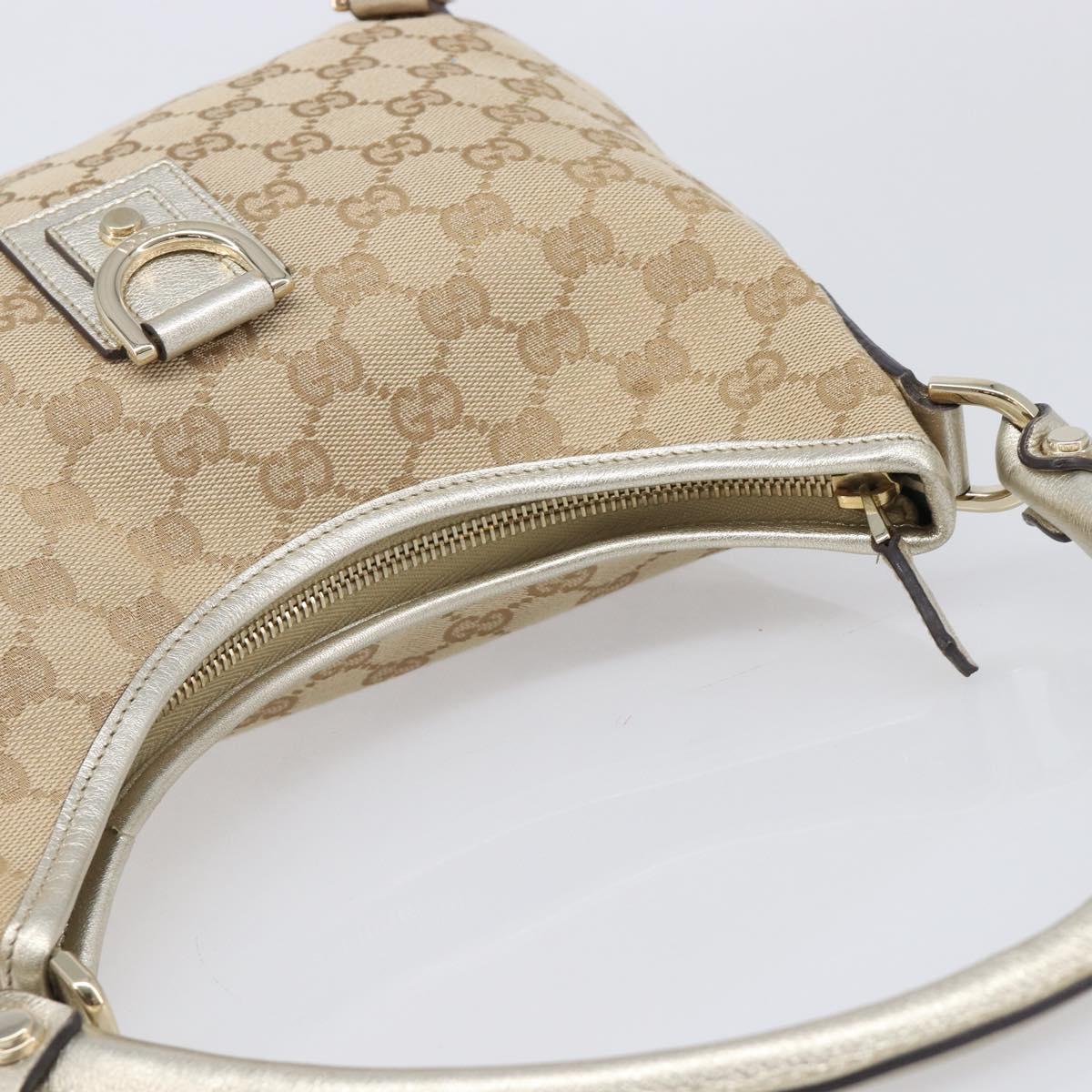 GUCCI GG Canvas Shoulder Bag Beige Gold 130738 Auth 206053V