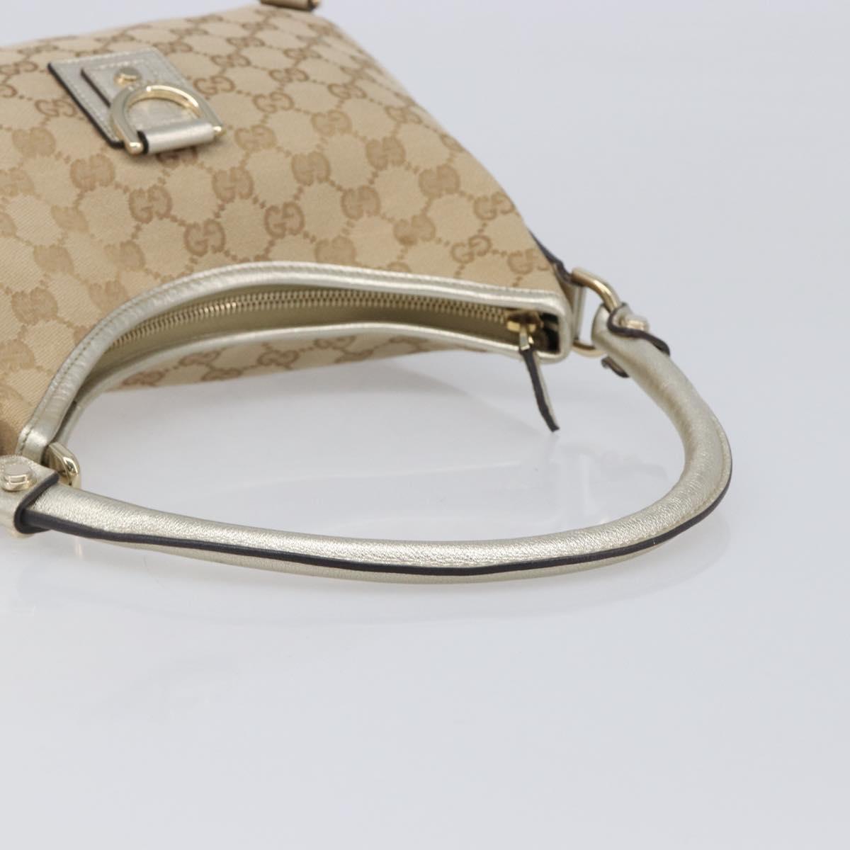 GUCCI GG Canvas Shoulder Bag Beige Gold 130738 Auth 206053V