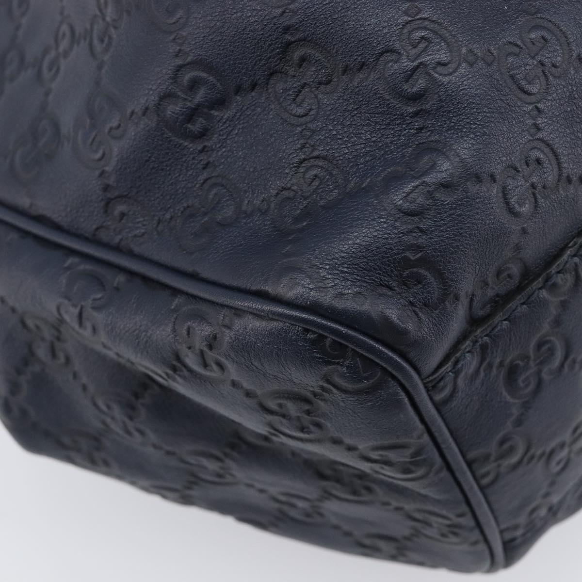 GUCCI GG Canvas Guccissima Sukey Hand Bag Leather Navy Gold 211944 Auth 206054V