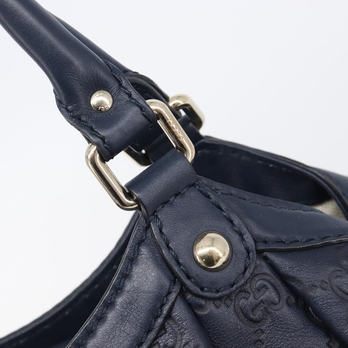 GUCCI GG Canvas Guccissima Sukey Hand Bag Leather Navy Gold 211944 Auth 206054V