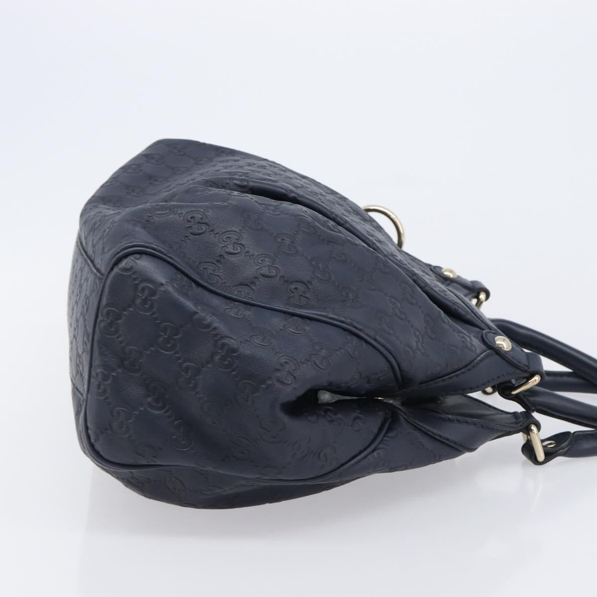 GUCCI GG Canvas Guccissima Sukey Hand Bag Leather Navy Gold 211944 Auth 206054V