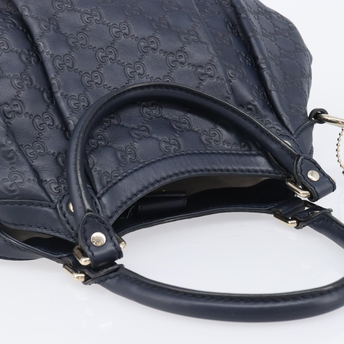 GUCCI GG Canvas Guccissima Sukey Hand Bag Leather Navy Gold 211944 Auth 206054V