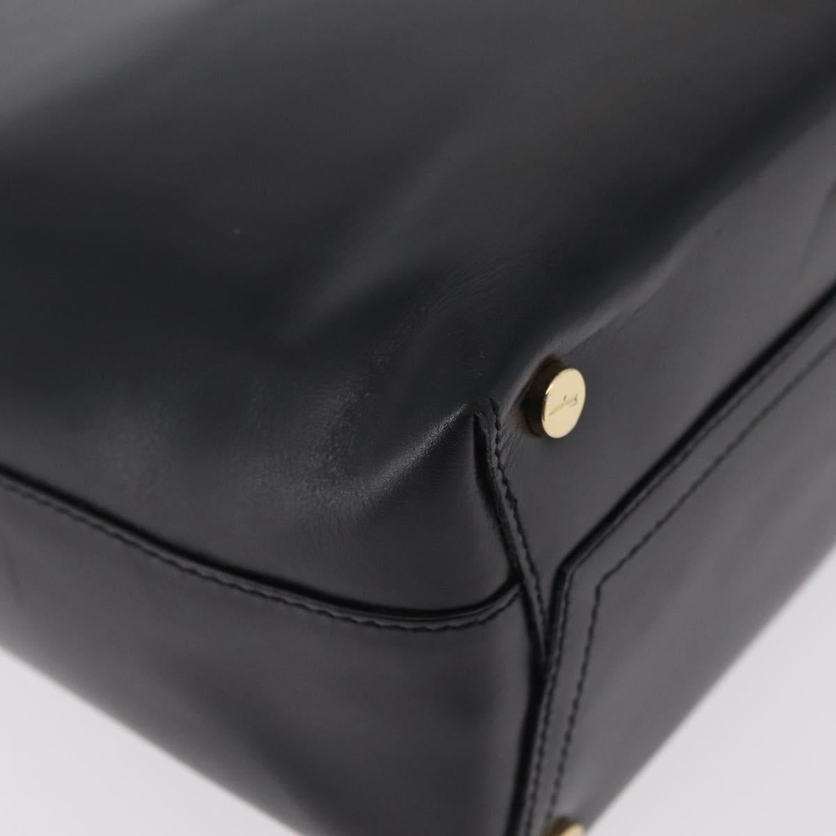 Salvatore Ferragamo Vala Shoulder Bag Leather Black Gold Auth 206057A